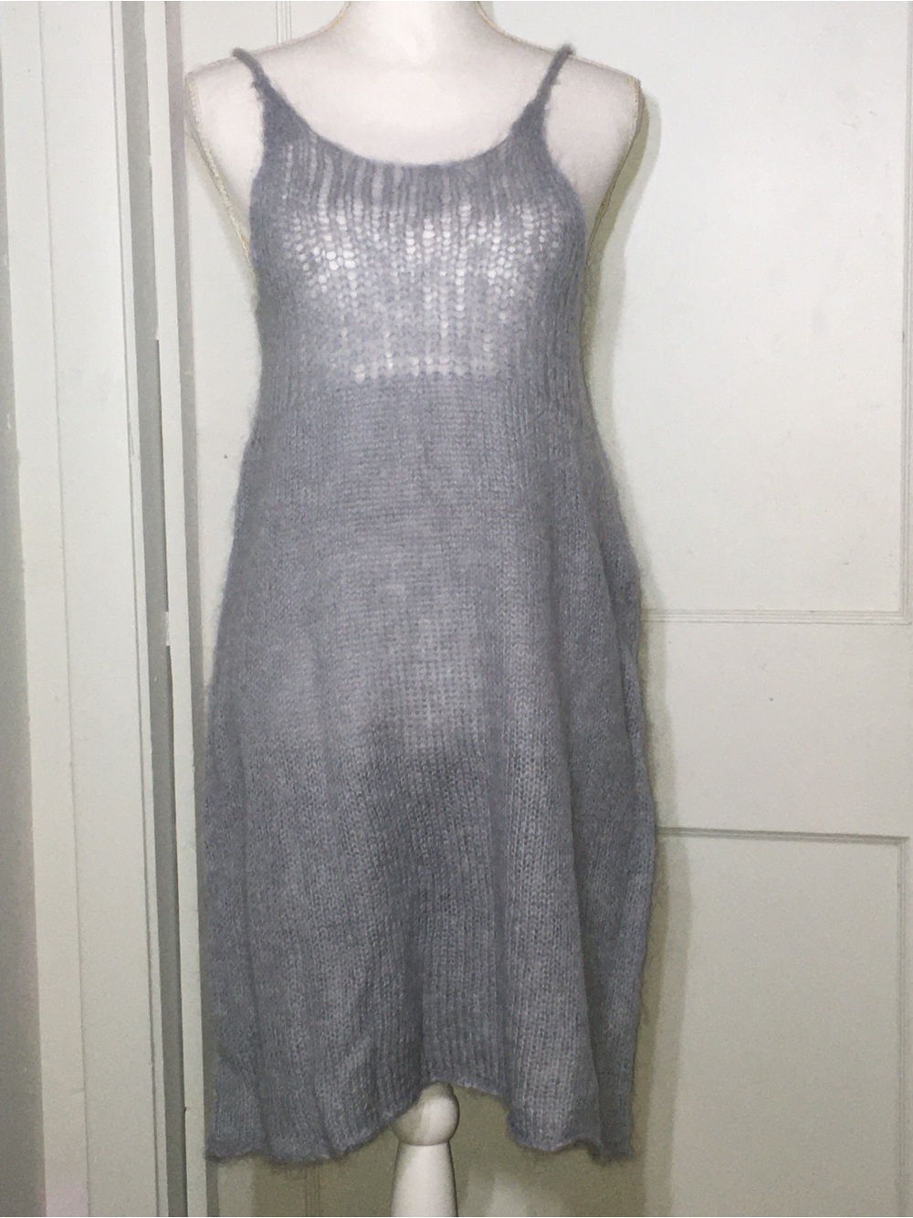 Urban Outfitters Soft Knit Spaghetti Strap Dress in Light Gray